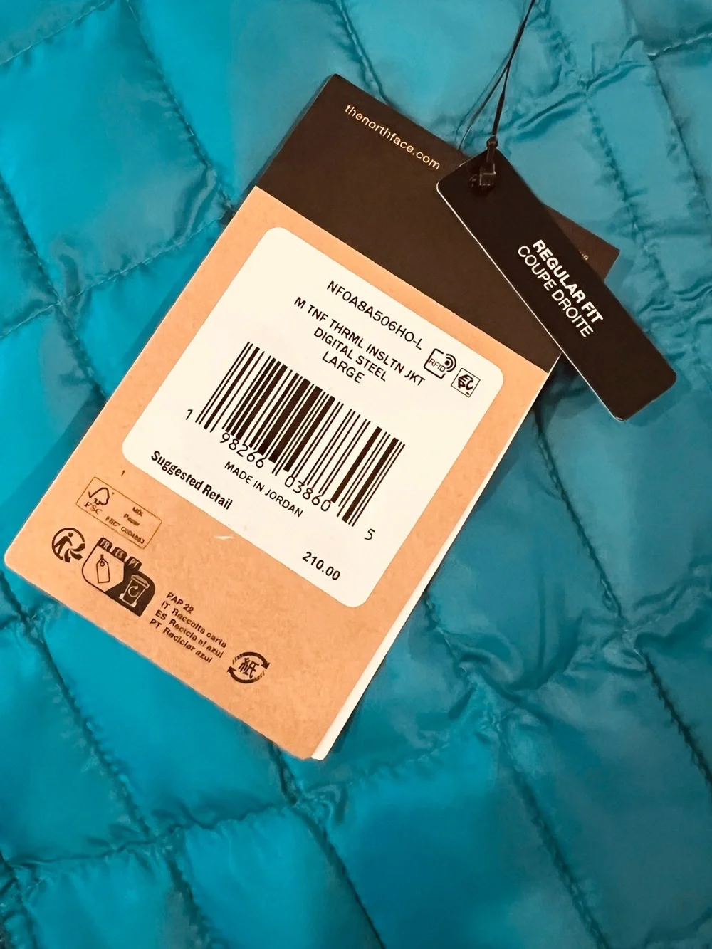 NWT The North Face TNF Thermal Insulation ThermoBall Jacket Digital Steel L
